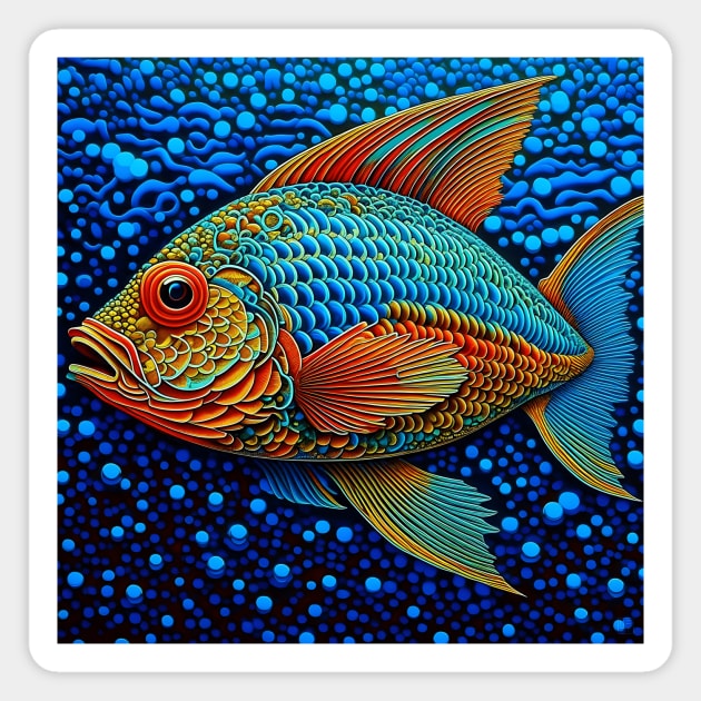 [AI Art] Fish in the sea, Optical Art Style Magnet by Sissely